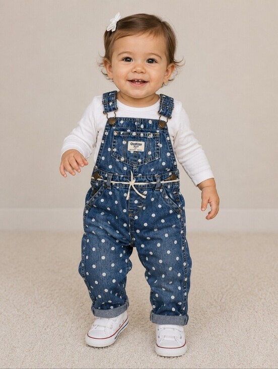 OshKosh B'gosh Other - VTG OshKosh B’gosh Polka Dot Denim Overalls